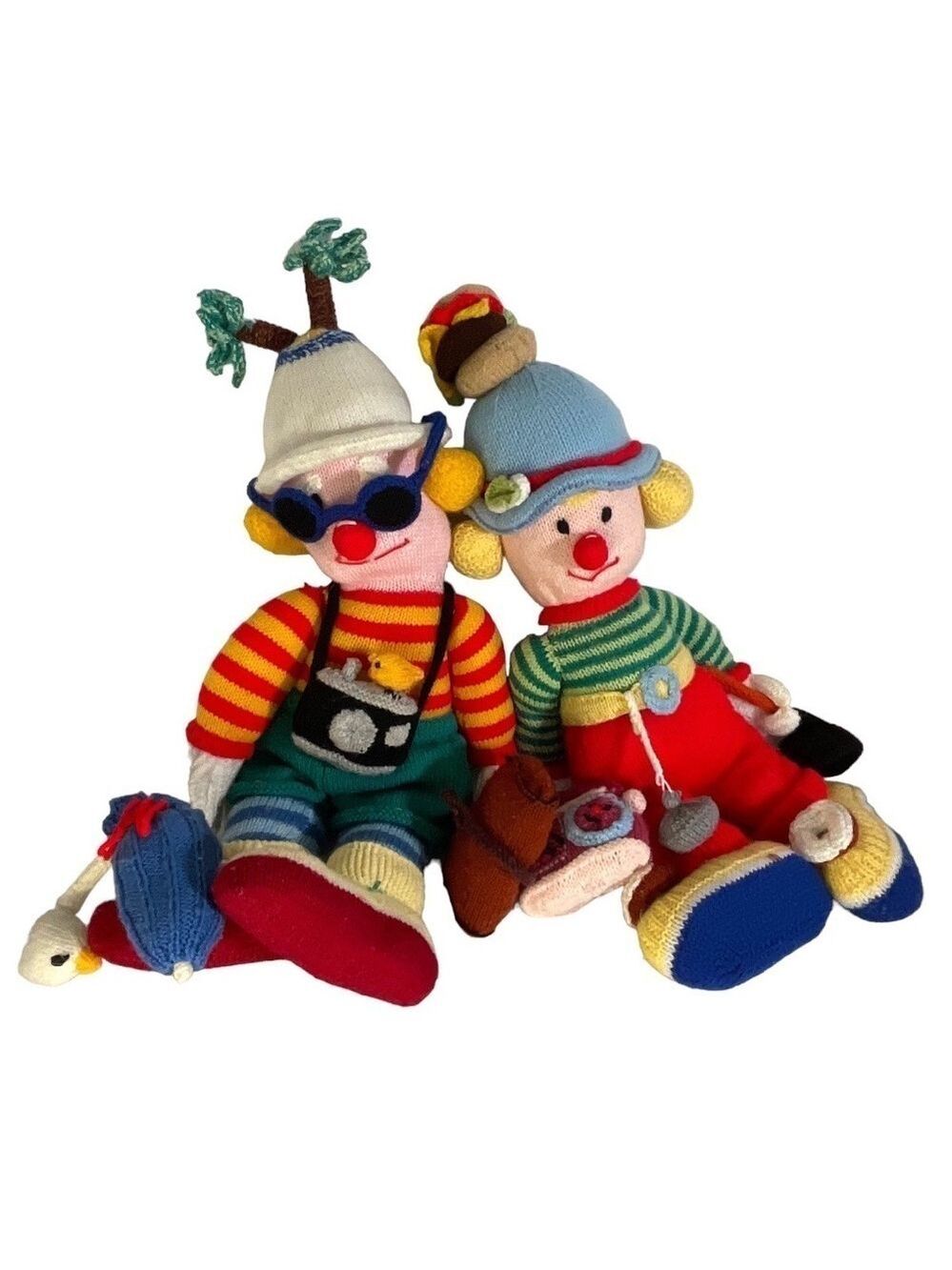 Jean Greenhowe Clown Dolls Knit Stuffed Plush Handmade Large‎ Godfrey Alf